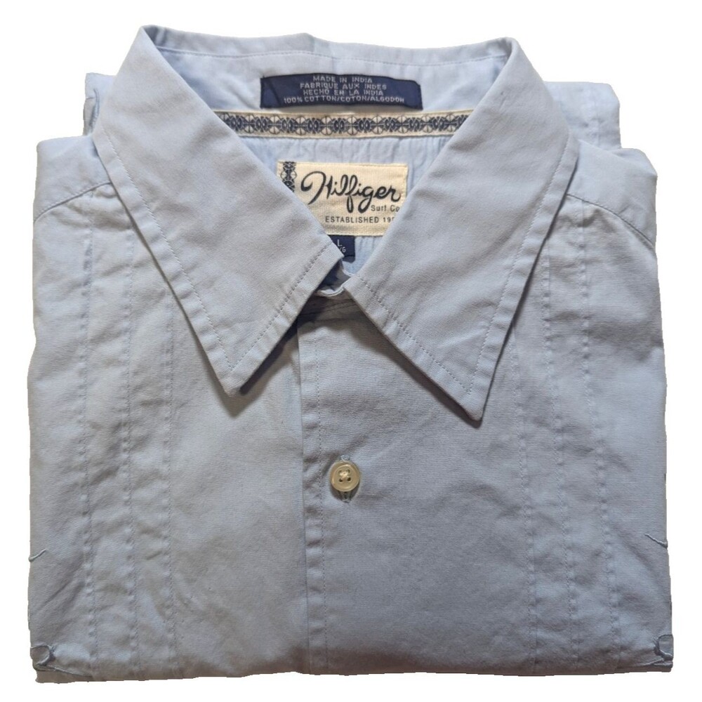 VTG 1999 Hilfiger Surf Co Shirt Men's L NWT NOS Deadstock Blue Short Sleeve 90s